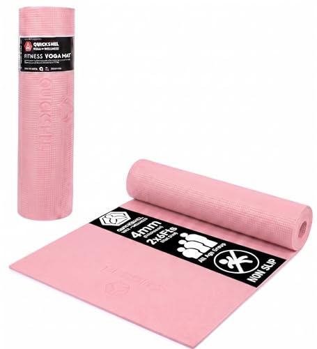 Image of Yoga Exercise Mat Anti-Skid Water /Dirt Proof Lightweight Easy to Carry for Gym Workouts for Men Women Children (2Fts x 6Fts) (4mm Thickness) (Pink)