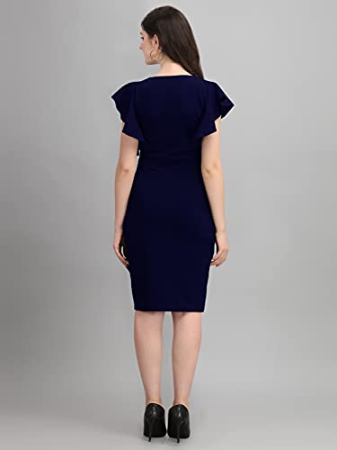 Image of Sheetal Associates Women's Short Sleeve V-Neck Bodycon Casual Mini Dress