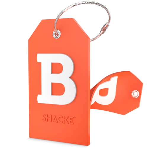 Image of Initial Luggage Tag with Full Privacy Cover and Stainless Steel Loop - (Letter B)