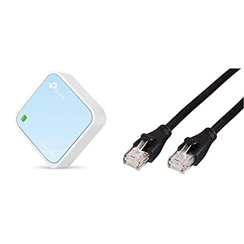 TP-Link Nano Routeur 300 Mbps Wi-FI N, Support Mode Répéteur/Point d'accès/Routeur/Pont/Client, Ethernet, USB & Amazon Basics Câble réseau Ethernet RJ45 catégorie 6-1,5 m