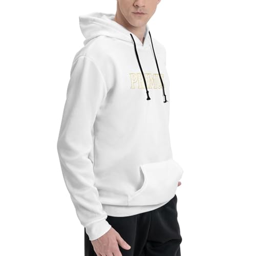 Primu'S Hoodie For Men Women Long Sleeve With Pocket Casual Pullover Sweatshirt Hoodies Large White