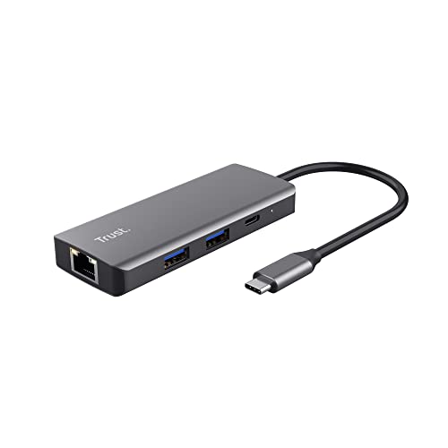 Trust Dalyx USB C Hub Multiport Adapter 6-in-1, Docking Station with 4K HDMI, 2x USB-C, 2x USB 3.1 with 5 Gbps Data Speed