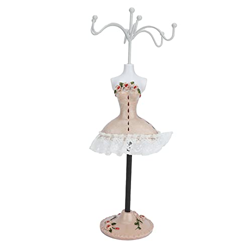 Tomotato Présentoir à Bijoux Mannequin Robe de Princesse, Support Rotatif 6 Crochets pour Colliers, Boucles Oreilles, Bracelets, Porte Bijoux Organisateur Décoratif...