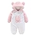 Haokaini - Mono para bebé, pelele, con forro polar, unisex, diseño de osito, algodón, con capucha Blanco y rosa. 9 mes