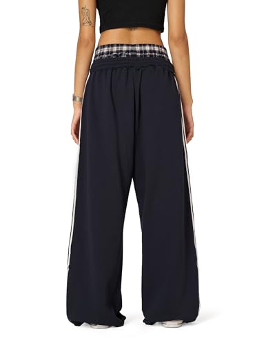 Image of Aelfric Eden Baggy Wide Leg Sweatpants for Women Men Double Elastic Waisted Streetwear Y2K Casual Trouser with Pockets