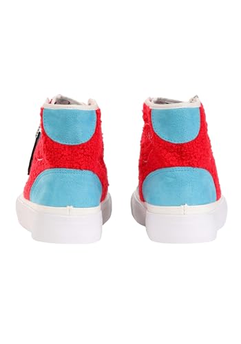 Dr. Seuss Thing 1/2 High Top Sneakers for Adults with Embroidered Logos and Removable Charms3