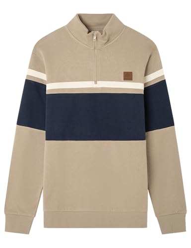 Sweatshirt Springfield contrasté avec col cheminée zippé style urbain homme