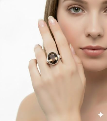 Image of 55Carat Choose Your Color Natural Gemstone Sterling Silver Statement Rings Oval Shape Handmade Sizes 5-12