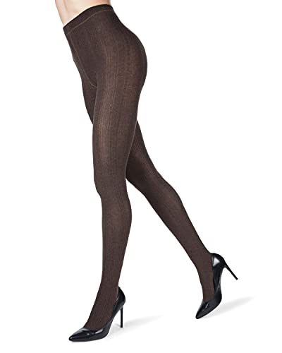 Memoi Toronto Cable Sweater Cotton Blend Tights Dark Gray Heather Small/Medium #TOP7