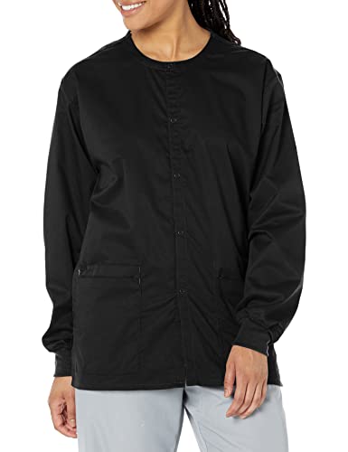 Wink WonderWORK Unisex Snap Front Jacket, Black, 2XL
