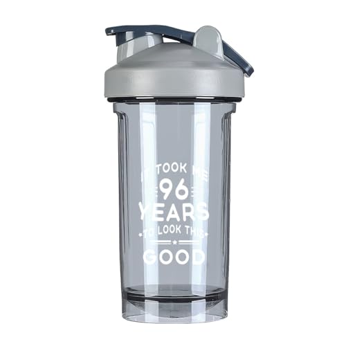 Happy 96th Birthday 18 Ounce Shaker Bottle Drink Mixer Leak-proof Pre Workout Protein Shakes Meal Replacement Shakes Bottles 500ML/18 Oz Gray&-3&-3