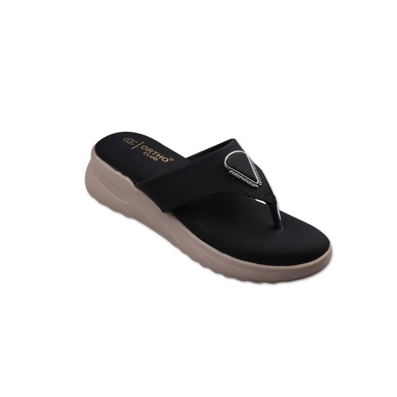 Image of ORTHO CLUB Women's Orthopedic Comfort Sandals - Soft Cushion Footbed, Anti-Slip Sole, Stylish Toe-Ring Design - Lightweight Sandals for Women & Girls
