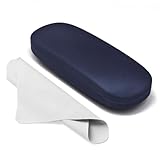 Marvolia Glasses Case Hard Shell - PU Leather Eyeglasses Case for Sunglasses Eye Glasses with Cleaning Cloth for Men Women - Dark Blue