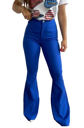 Willow Boutique High Waist Bell Bottom Jeans | Stretchy Women Bell Bottom Pants | Womens Fall Jeans for Casual - Royal Blue