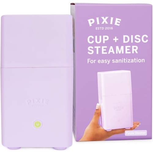 Pixie Menstrual Cup Sterilizer for Feminine Care - Ranked 1 for The Best Steamer - Kills 99.9% of Germs with Steam - Wash Your Period Disc or Cup in 3 Minutes! - Automatic Timing Shut-Off Switch