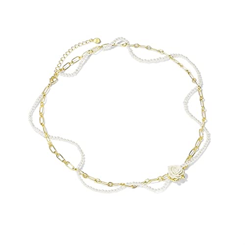 Chaîne clavicule avec pendentif rose blanche moonlight en argent pour femme