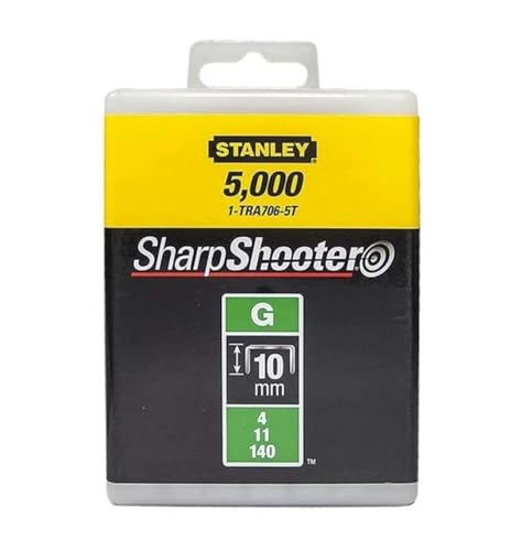 Stanley 1-Tra706-5T Paquet De 5000 Agrafes Industrielles Type G 10 Mm - Inoxydables Et Résistantes Jaune