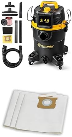 Bundle of Vacmaster VDK611PF 0201 6-Gallon Wet/Dry Shop Vacuum with Filter Cleaning System + Vacmaster Standard Dust Bag 5-6 Gallon Genuine Vacmaster Part 3pcs per Pack for Replacement