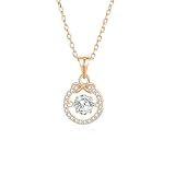 Wycian Cadena de oro delicada para mujer, Moissanite DEF y diamante, cadena flotante de 14 quilates, ajuste infinito para usted, oro rosa de 14 quilates, 40 + 5 cm