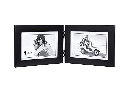 Malden Double Horizontal 4X6 Picture Frame - Wide Real Wood Molding, Real Glass - Black #TOP1