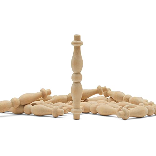 Image of Wooden Baluster Spindles 3-3 /8 inch, Pack of 50 Wood Spindles for Crafts, Woodworking, and Furniture, by Woodpeckers