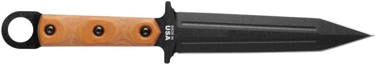 TOPS Knives Modern Gladius Full Tang Fixed Blade- Black Traction Coating Blade Finish- Black Kydex Sheath w/Dangler (Tan Canvas Micarta Handle)