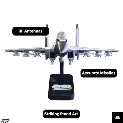 Image of Indian Airforce Sukhoi - 30 MKI Airplane Model 10 inch with Missiles - 1:84 Scale Su-30 Fighter Jet Aircraft for Collectors, Kids, Embossed Stand, Snap Fit (10 inch Jet with Missiles)