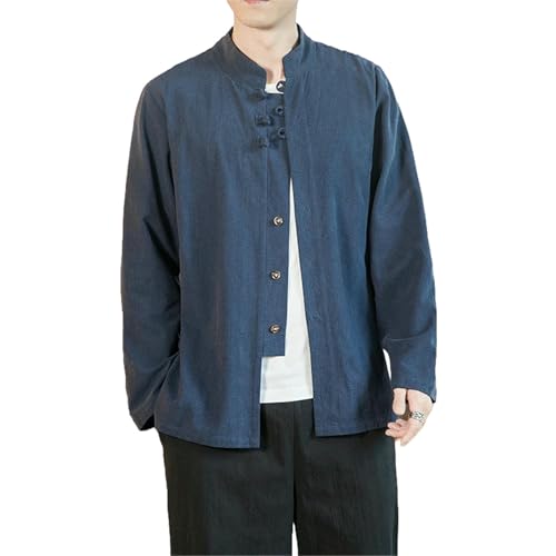 Chemise en coton lin style chinois homme finie la transpiration en mi-saison