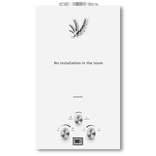 Scaldabagno a gas istantaneo 12 LPM 24 kW Scaldabagno a gas GPL propano butano, pressione dell'acqua di avvio super bassa, per uso domestico ed esterno (12 L 24 kW)