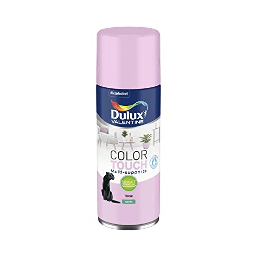 Dulux Valentine Peinture Intérieure et Extérieure Aérosol Color Touch - Pour bois, plastique, PVC, carton, papier - Rose Satin - 400ml