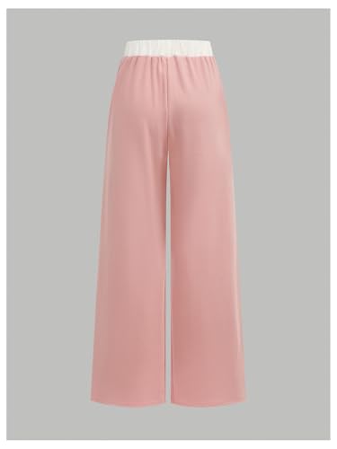 Image of RoseSeek Girl's Baggy Sweatpants Letter Patched Wide Leg Pants Elastic Waist Long Trousers Joggers Trendy