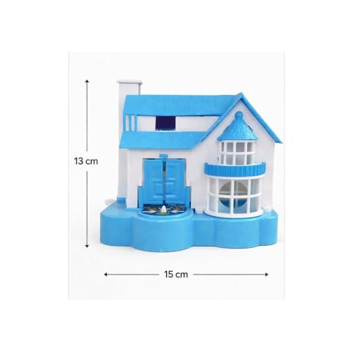 Image of Kids Dollhouse Toy with Dog - Blue Mini Play House Set with Opening Doors | Pretend Play Toy Home for Boys & Girls, Interactive House Playset