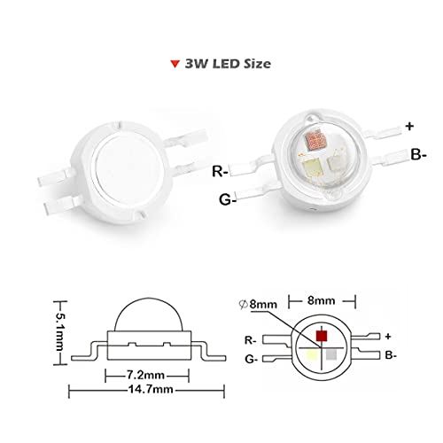 Image of CHANZON 10pcs High Power Led Chip 3W RGB 4 pin Common Anode