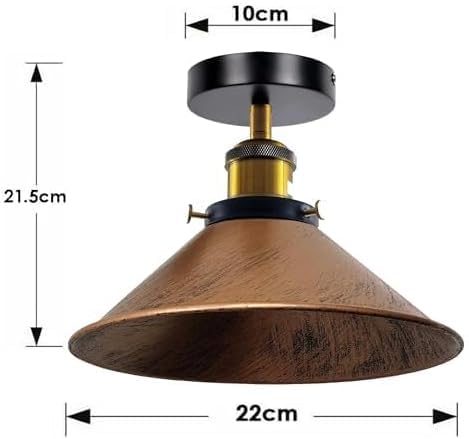 LEDSone Modern Semi Flush Mount Ceiling Light Metal 2 Pack Cone Shape Pendant Lamp Chandelier LED Lights Fitting for Kitchen Bedroom Hallway Restaurant Hotel (Brushed Copper) - Image 3