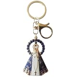 Chaveiro Nossa Senhora Aparecida, Este Item é Ideal para Presentear Amigos e Familiares Em Ocasiões Especiais Como Aniversários, Batizados ou Celebrações Religiosas. (Azul- Branco)