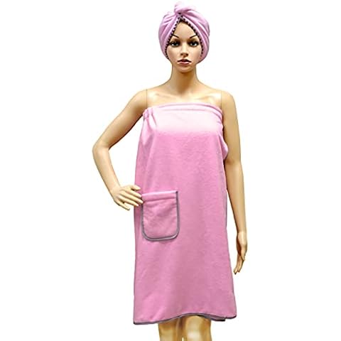 Polyte Toalla de baño de Microfibra para Mujer con Toalla para el Pelo Cover