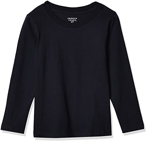 French Toast Boys' Little Long Sleeve Crewneck Tee T-Shirt, Navy, 6