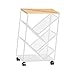 YWJLQH Rolling Bookcase with Wheels,Storage Rack Mobile Bookshelf Cart Organizer for Beside, White