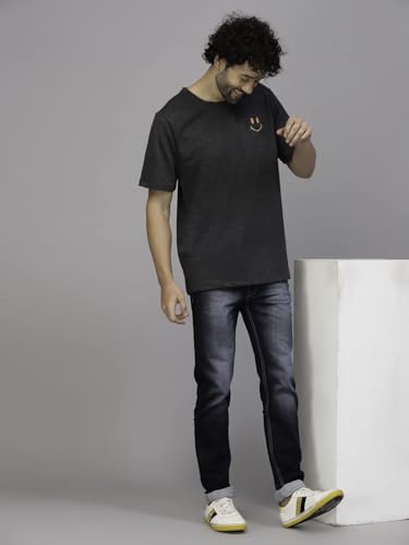 Image of Rigo Back Printed Half Sleeves Round Neck Oversized T-Shirt for Men | Drop Shoulder T-Shirt for Men | Loose Baggy Fit T-Shirt for Men