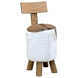 vidaXL Sgabello in Pelle di Capra e Legno Massello di Teak...