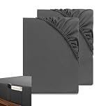 HIG Bedding Fitted Sheet Dark Grey, King (2 Pack) - 150 x 200cm - Easy Care - OEKO-TEX Certified - Deep Pocket 14 inch (35cm) with 4 Storage Pockets - Fully Elasticated and Fade Resistant