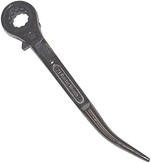 Flat Scaffold Spanner/ Ratchet Podger Spanner/ Steel Erect Spanner Short Tail 19mm x 21mm Black Nickel Powder Coating Finish