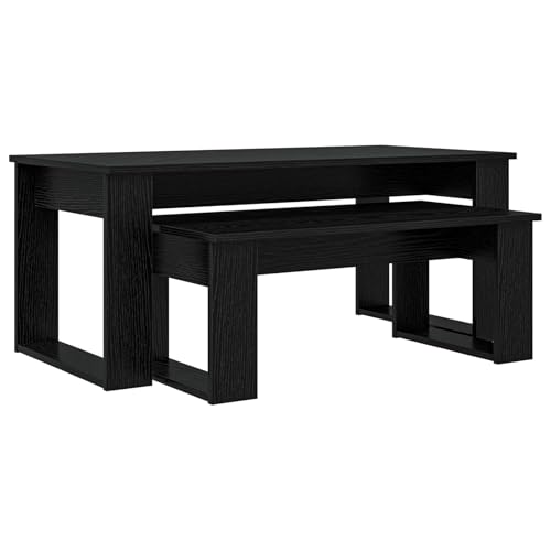 Table basse rectangulaire noire effet chêne au design contemporain épuré - 2