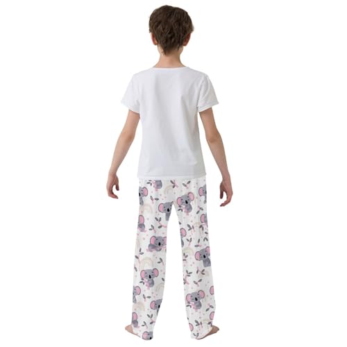 Lovely Koala Rainbow Boys Long Pants Soft Trousers Elastic Waist Kids Lounge Bottoms with Pockets S-XL3