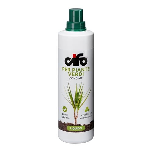 CIFO - Concime Piante Verdi e Grasse Liquido, Fertilizzante Casa, Terrazzo e Balcone - Contribuisce alla Crescita e Intensifica la Colorazione Verde, Ideale per Potos, Schefflera, Made in Italy, 1l