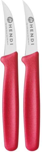 HENDI Couteau éplucheur, lame courbée, couteau bec d'oiseau, couteau d'office, couteau de cuisine pour éplucher les fruits et légumes, couteau tournant, 158x19x(H) 9mm, inox, polypropylène, rouge