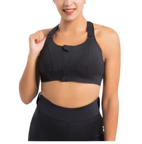 shaperx Front Zip Longline Sports Bra with Pads, Double Criss Cross Back Support, Seamless Padded High Support High Impact Sports Bra, Pack of 1-picture-17