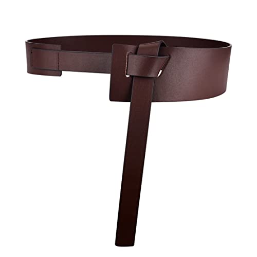 Women Knot Belt Genuine Cowhide Leather Waistband for Dress Jumpsuit Tie Waist Belt Ladies No Buckle Cinch Belt