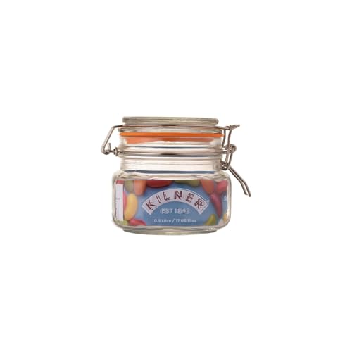 Image of Kilner Premium 4 x 500ml Borosilicate Airtight Square Wire Clip Top Food Storage Container Jar for Kitchen | Multipurpose, BPA Free, Reusable | For thinKitchen