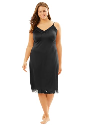 Comfort Choice Women's Plus Size Double Skirted Full Slip - 18/20, Black